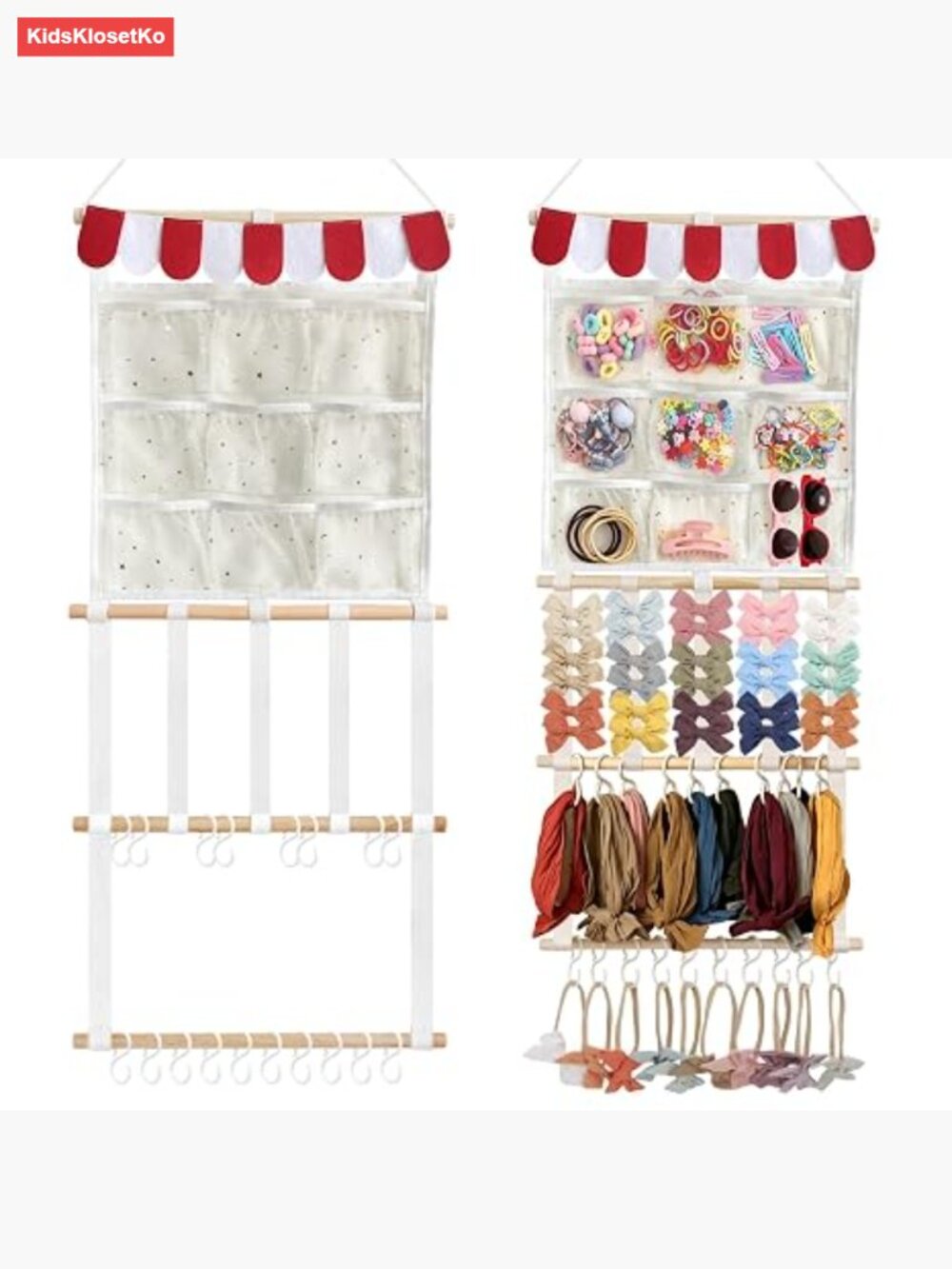 Large Capacity Hair Bow Organizer - Holds 60+ Headbands - Wall Mount & Space